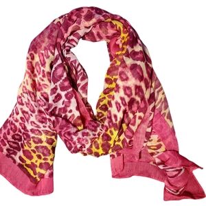 Pink and Yellow Cheetah Leopard Print Scarf